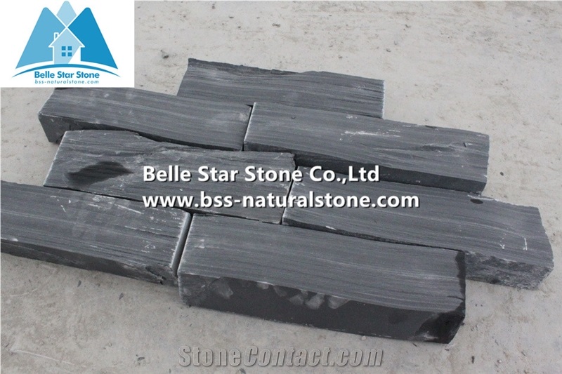 Black Split Face Slate Fieldstone Veneer,Charcoal Grey Slate Random Stone Veneer,Carbon Black Thin Ledgestone,Landscaping Stone Cladding,Black Slate Loose Ledgestone,Real Field Stone Veneer