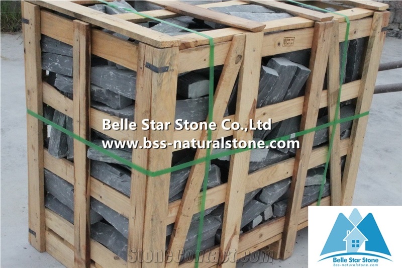 Black Split Face Slate Fieldstone Veneer,Charcoal Grey Slate Random Stone Veneer,Carbon Black Thin Ledgestone,Landscaping Stone Cladding,Black Slate Loose Ledgestone,Real Field Stone Veneer