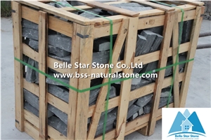 Black Split Face Slate Fieldstone Veneer,Charcoal Grey Slate Random Stone Veneer,Carbon Black Thin Ledgestone,Landscaping Stone Cladding,Black Slate Loose Ledgestone,Real Field Stone Veneer