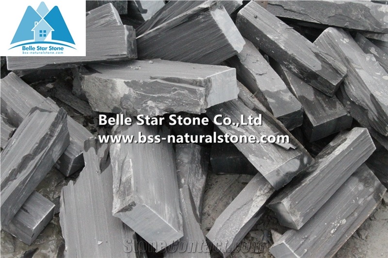 Black Split Face Slate Fieldstone Veneer,Charcoal Grey Slate Random Stone Veneer,Carbon Black Thin Ledgestone,Landscaping Stone Cladding,Black Slate Loose Ledgestone,Real Field Stone Veneer