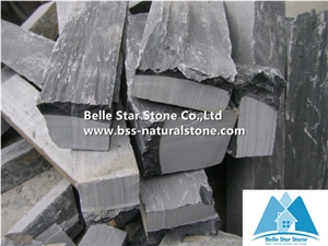 Black Split Face Slate Fieldstone Veneer,Charcoal Grey Slate Random Stone Veneer,Carbon Black Thin Ledgestone,Landscaping Stone Cladding,Black Slate Loose Ledgestone,Real Field Stone Veneer