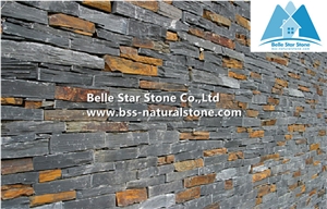 Black Split Face Slate Fieldstone Veneer,Charcoal Grey Slate Random Stone Veneer,Carbon Black Thin Ledgestone,Landscaping Stone Cladding,Black Slate Loose Ledgestone,Real Field Stone Veneer