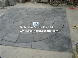 Black Split Face Slate Medallion,Charcoal Grey Riven Slate Paving Sets,Carbon Black Slate Walkway Pavers,Natural Slate Patio Pavers,Garden Step Pavements,Plaza Pavers,Square Stone Pavers