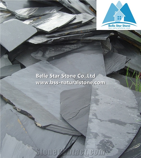 Black Split Face Slate Random Flagstone,Charcoal Grey Slate Irregular Flagstone,Carbon Black Slate Flagstone Pavers,Black Random Slate Paving Stone,Natural Slate Flagstone Patio,Flagstone Walkway