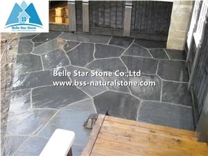 Black Split Face Slate Random Flagstone,Charcoal Grey Slate Irregular Flagstone,Carbon Black Slate Flagstone Pavers,Black Random Slate Paving Stone,Natural Slate Flagstone Patio,Flagstone Walkway