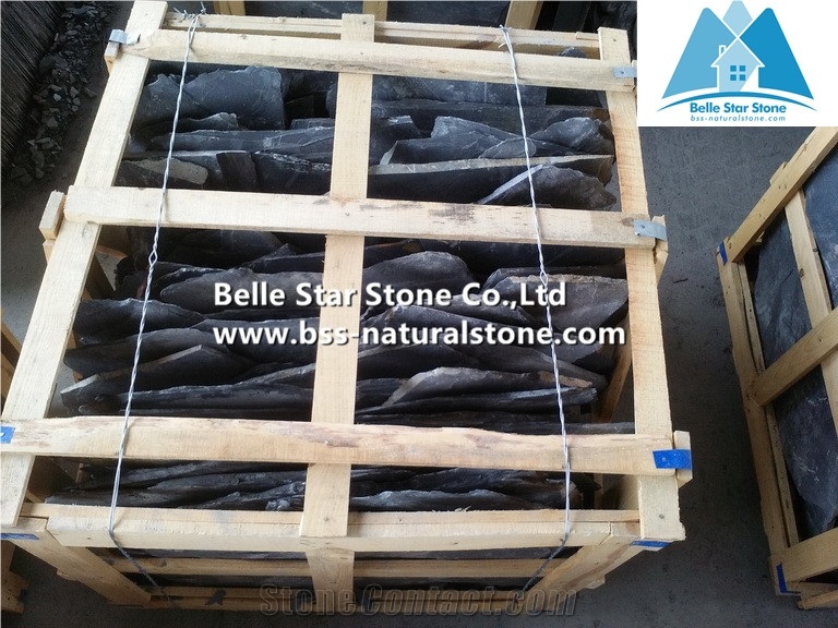 Black Split Face Slate Random Flagstone,Charcoal Grey Slate Irregular Flagstone,Carbon Black Slate Flagstone Pavers,Black Random Slate Paving Stone,Natural Slate Flagstone Patio,Flagstone Walkway