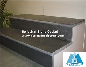 Black Split Face Slate Steps,Charcoal Grey Slate Stair Treads,Carbon Black Slate Staircase,Stone Stair Treads with Half or 1/4 Bullnose,Dark Grey Slate Staircase & Stair Riser