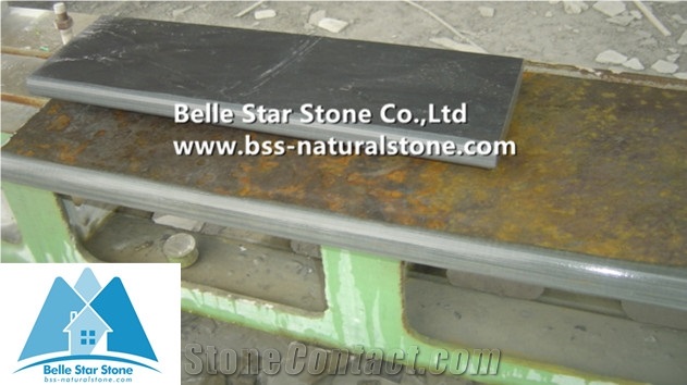 Black Split Face Slate Steps,Charcoal Grey Slate Stair Treads,Carbon Black Slate Staircase,Stone Stair Treads with Half or 1/4 Bullnose,Dark Grey Slate Staircase & Stair Riser