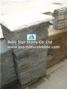 Black Split Face Slate Wall Caps,Charcoal Grey Slate Gate Pillars Caps,Carbon Black Slate Gate Post Caps,Natural Stone Wall Top Stone,Black Column Top Stone,Slate Pillar Top Stone,Slate Wall Coping