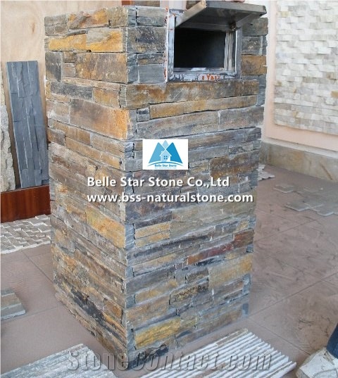 China Multicolor Riven Slate Columns & Caps,Rusty Split Face Slate Gate Post,Sunset Slate Ledgestone Gate Pillars,Copper Rust Slate Foyers,Autumn Rose Slate Mail Box,Natural Stone Post Box,Slate Fence