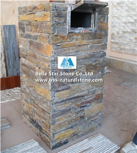 China Multicolor Riven Slate Columns & Caps,Rusty Split Face Slate Gate Post,Sunset Slate Ledgestone Gate Pillars,Copper Rust Slate Foyers,Autumn Rose Slate Mail Box,Natural Stone Post Box,Slate Fence