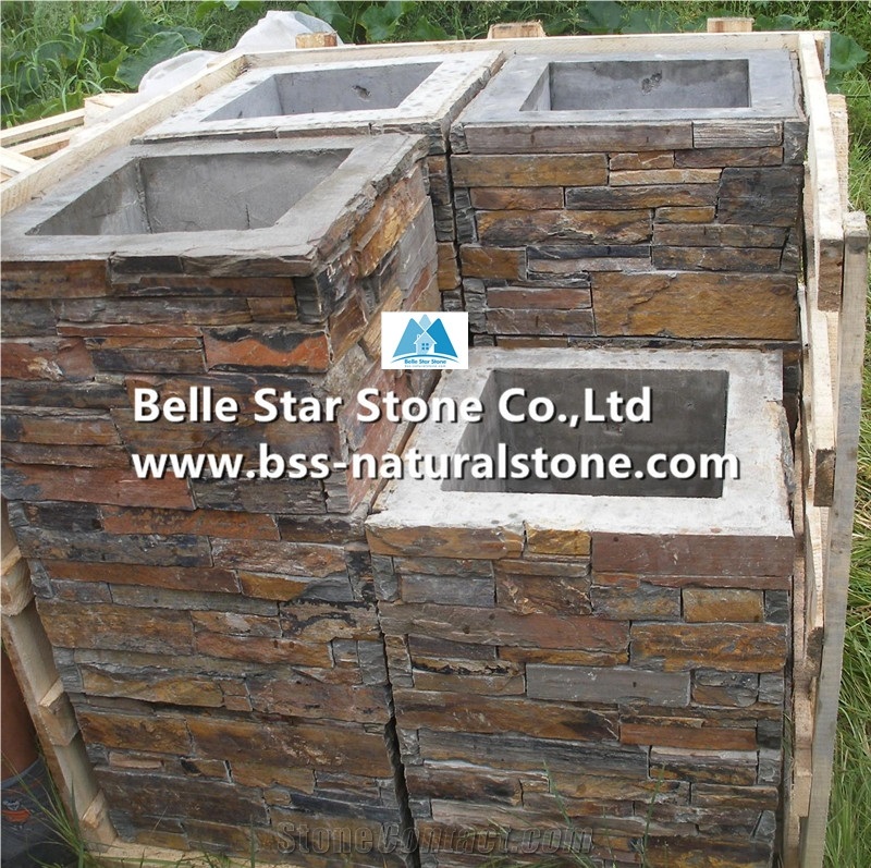 China Multicolor Riven Slate Columns & Caps,Rusty Split Face Slate Gate Post,Sunset Slate Ledgestone Gate Pillars,Copper Rust Slate Foyers,Autumn Rose Slate Mail Box,Natural Stone Post Box,Slate Fence