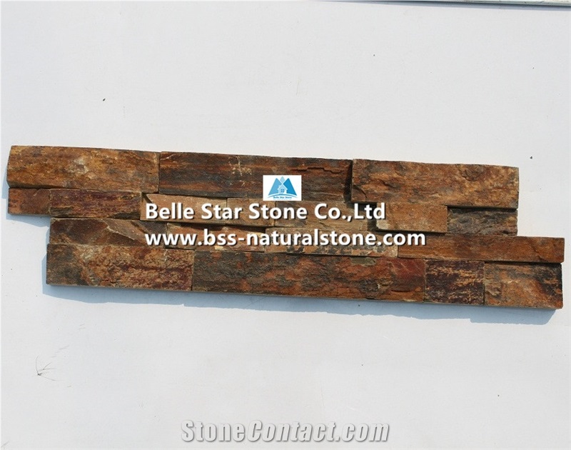 China Multicolor Riven Slate Culture Stone,Rusty Split Face Slate Stacked Stone,Copper Rust Slate Ledgestone,Autumn Rose Slate Stone Veneer,Multicolour Slate Z Clad Stone Cladding,Sunset Ledgestone