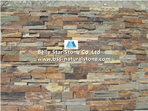 China Multicolor Riven Slate Culture Stone,Rusty Split Face Slate Stacked Stone,Copper Rust Slate Ledgestone,Autumn Rose Slate Stone Veneer,Multicolour Slate Z Clad Stone Cladding,Sunset Ledgestone