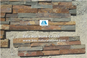 China Multicolor Riven Slate Culture Stone,Rusty Split Face Slate Stacked Stone,Copper Rust Slate Ledgestone,Autumn Rose Slate Stone Veneer,Multicolour Slate Z Clad Stone Cladding,Sunset Ledgestone