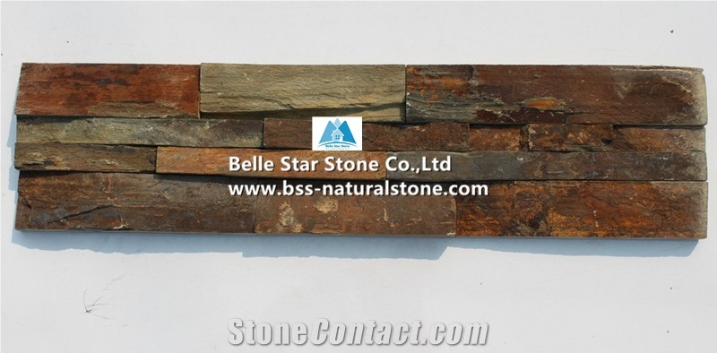 China Multicolor Riven Slate Culture Stone,Rusty Split Face Slate Stacked Stone,Copper Rust Slate Ledgestone,Autumn Rose Slate Stone Veneer,Multicolour Slate Z Clad Stone Cladding,Sunset Ledgestone