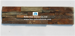 China Multicolor Riven Slate Culture Stone,Rusty Split Face Slate Stacked Stone,Copper Rust Slate Ledgestone,Autumn Rose Slate Stone Veneer,Multicolour Slate Z Clad Stone Cladding,Sunset Ledgestone