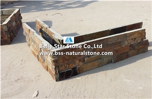 China Multicolor Riven Slate Culture Stone,Rusty Split Face Slate Stacked Stone,Copper Rust Slate Ledgestone,Autumn Rose Slate Stone Veneer,Multicolour Slate Z Clad Stone Cladding,Sunset Ledgestone