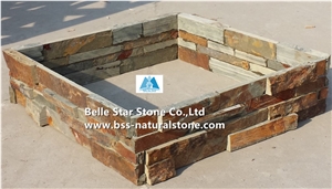 China Multicolor Riven Slate Culture Stone,Rusty Split Face Slate Stacked Stone,Copper Rust Slate Ledgestone,Autumn Rose Slate Stone Veneer,Multicolour Slate Z Clad Stone Cladding,Sunset Ledgestone