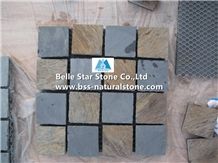 China Multicolor Riven Slate Meshed Cube Stone,Rusty Split Face Slate Flagstone Driveway,Sunset Slate Flagstone Patio Pavers,Multicolour Slate Flagstone Walkway,Autumn Rose Slate Paving Sets,Flagstone