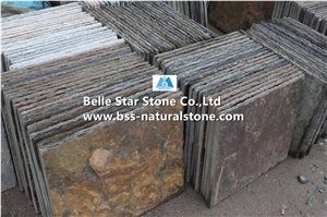 China Multicolour Split Face Slate Wall Caps,Rusty Riven Slate Pillar Caps,Sunset Slate Column Caps,Copper Rust Slate Wall Top Stone,Autumn Rose Slate Column Top Stone,Pillar Top Stone,Wall Coping