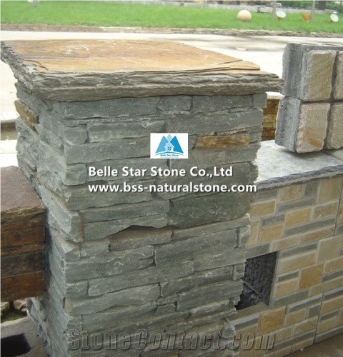 China Multicolour Split Face Slate Wall Caps,Rusty Riven Slate Pillar Caps,Sunset Slate Column Caps,Copper Rust Slate Wall Top Stone,Autumn Rose Slate Column Top Stone,Pillar Top Stone,Wall Coping