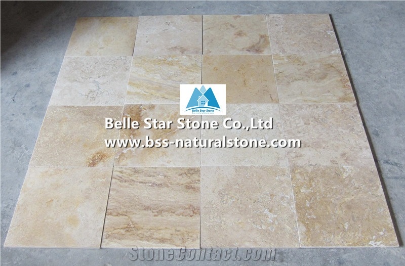 Chinese Beige Travertine Tiles,Brushed Travertine Floor Tiles,Honed Beige Travertine Patio Stones,Polished Travertine Wall Tiles,Beige Filled Holes Travertine Pattern,Natural Travertine Stone Pavers