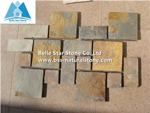 Chinese Multicolor Riven Slate Meshed Flagstone Patio,Rusty Split Face Slate Flagstone Walkway,Copper Rust Slate Flagstone Pavers,Sunset Slate Flagstone Courtyard,Multicolour Slate Flagstone Pavers