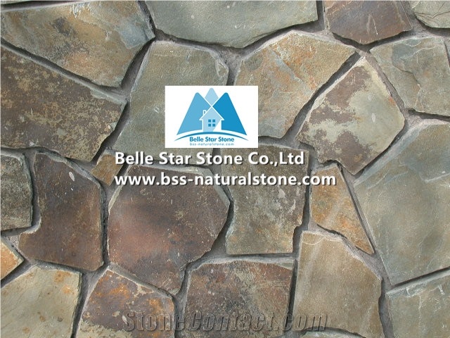 Chinese Multicolor Riven Slate Random Flagstone,Rusty Split Face Slate Irregular Flagstone,Copper Rust Slate Crazy Stone,Autumn Rose Flagstone Patio,Multicolour Slate Flagstone Walkway Pavers
