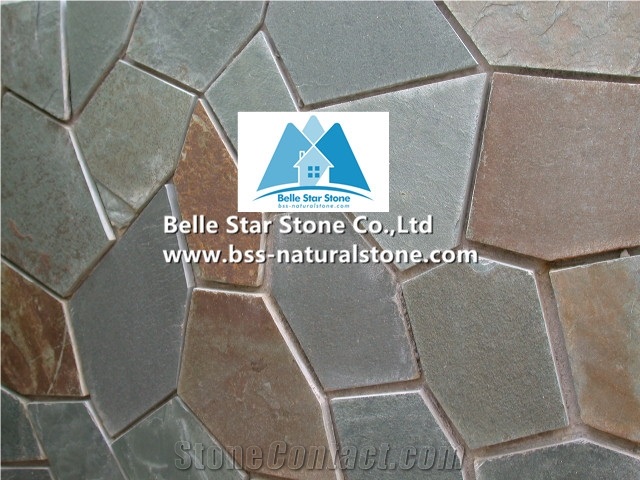 Chinese Multicolor Riven Slate Random Flagstone,Rusty Split Face Slate Irregular Flagstone,Copper Rust Slate Crazy Stone,Autumn Rose Flagstone Patio,Multicolour Slate Flagstone Walkway Pavers