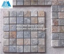 Chinese Multicolour Riven Slate Mosaic,Rusty Split Face Mosaic Wall Tiles,Copper Rust Slate Mosaic Floor Tiles,Sunset Slate Mosaic Pattern,Multicolor Split Face Slate Mosaic Tiles,Natural Stone Mosaic