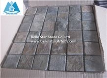 Chinese Multicolour Riven Slate Mosaic,Rusty Split Face Mosaic Wall Tiles,Copper Rust Slate Mosaic Floor Tiles,Sunset Slate Mosaic Pattern,Multicolor Split Face Slate Mosaic Tiles,Natural Stone Mosaic