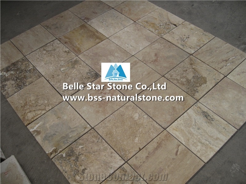 Chinese Variegation Travertine Tiles,Filled Holes Travertine Wall Tiles,Brushed Travertine Floor Tiles,Honed Travertine Paving Stone,Brown Coffee Travertine Patio Stones,China Travertine Pavers