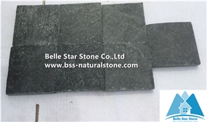 Flamed Black Quartzite Cube Stone,Quartzite Walkway Pavers,Natural Stone Paving Sets,Black Driveway Paving Stone,Patio Flooring