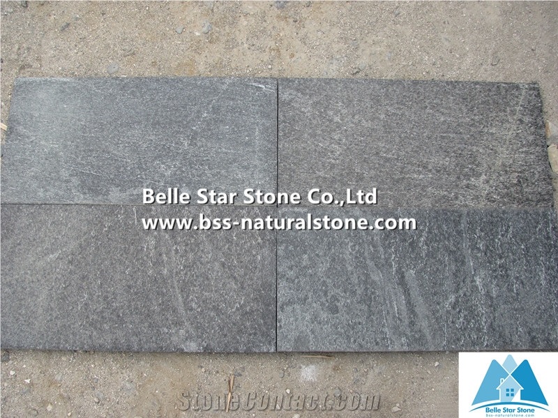 Flamed Black Quartzite Cube Stone,Quartzite Walkway Pavers,Natural Stone Paving Sets,Black Driveway Paving Stone,Patio Flooring