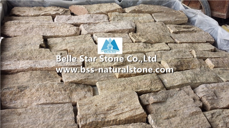 Golden Yellow Quartzite Fieldstone,Quartzite Thin Ledgestone,Real Field Stone Veneer,Yellow Loose Veneer,Natural Loose Stone,Loose Ledgestone,Yellow L Corner Stone,Yellow Quoins,Landscaping Stones