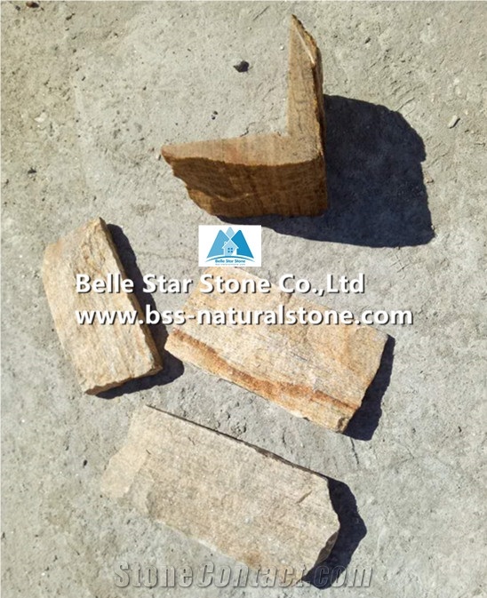 Golden Yellow Quartzite Fieldstone,Quartzite Thin Ledgestone,Real Field Stone Veneer,Yellow Loose Veneer,Natural Loose Stone,Loose Ledgestone,Yellow L Corner Stone,Yellow Quoins,Landscaping Stones