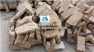 Golden Yellow Quartzite Fieldstone,Quartzite Thin Ledgestone,Real Field Stone Veneer,Yellow Loose Veneer,Natural Loose Stone,Loose Ledgestone,Yellow L Corner Stone,Yellow Quoins,Landscaping Stones