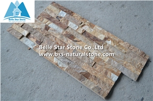 Golden Yellow Split Face Slate Culture Stone,Natural Stone Veneer,Yellow Z Clad Stacked Stone,Fireplace Stone Cladding,Outdoor Stone Wall Panel,Porches Ledger Panels