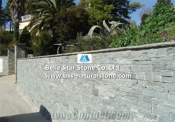 Green Slate Cemented Stacked Stone,Split Face Slate Ledgestone with Concrete Back,Green Stacked Stone,Natural Slate Z Clad Stone Cladding,Green Stone Panel,Slate Stone Veneer,Natural Slate Ledger Pane