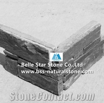 Green Slate Cemented Stacked Stone,Split Face Slate Ledgestone with Concrete Back,Green Stacked Stone,Natural Slate Z Clad Stone Cladding,Green Stone Panel,Slate Stone Veneer,Natural Slate Ledger Pane