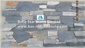 Grey Back Oyster Slate Cemented Ledgestone,Mixed Colors Slate Culture Stone with Concrete Back,Grey/Charcoal Grey/White Gold Stacked Stone,Natural Z Clad Stone Cladding,Slate Stone Wall Panel