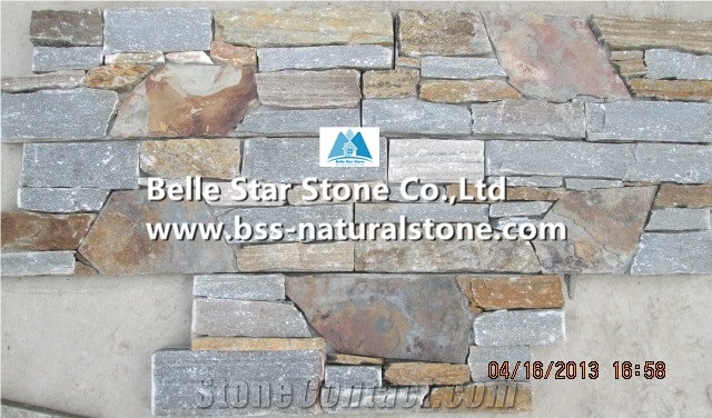 Grey Back Oyster Slate Cemented Ledgestone,Mixed Colors Slate Culture Stone with Concrete Back,Grey/Charcoal Grey/White Gold Stacked Stone,Natural Z Clad Stone Cladding,Slate Stone Wall Panel