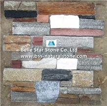 Grey Black Rusty Slate Cemented Stone Cladding,Natural Slate Z Clad Stone Panel,Slate Stacked Stone with Concrete Back,Grey/Charcoal Grey/Multicolour Slate Culture Stone,Mixed Colors Slate Ledgestone