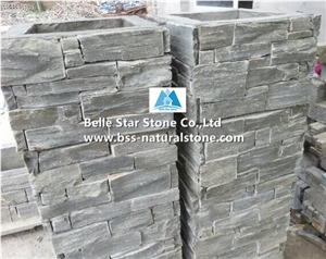 Grey Slate Ledgestone Pillars,Natural Stone Gate Columns,Grey Stone Gate Post,Slate Gate Pillars,Grey Slate Pillars & Caps,Grey Stone Mailbox,Landscaping Fence Stone,Slate Foyers,Grey Entrance Foyers