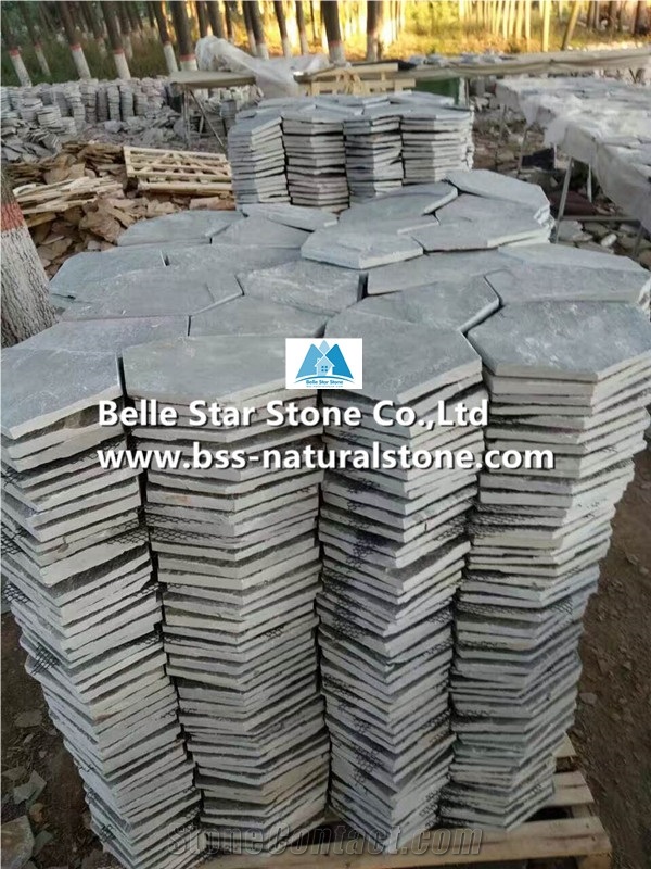 Grey Slate Meshed Flagstone,Split Face Slate Flagstone Patio Pavers,P013 Slate Flagstone Courtyard Pavers,Flagstone Walkway Pavers,Flagstone Patio,Flagstone Wall Cladding,Flagstone Paving Stone