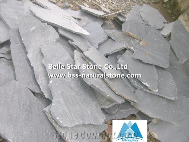 Grey Split Face Slate Random Flagstone,Riven Slate Irregular Flagstone,Grey Slate Crazy Stone,Natural Random Flagstone Patio,Grey Flagstone Wall,Flagstone Courtyard Pavers,Flagstone Walkway