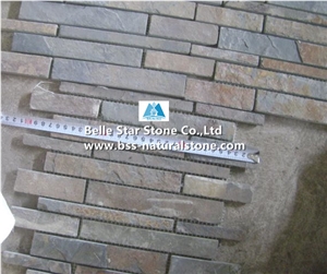 Multicolor Riven Slate Mosaic,Rusty Split Face Slate Wall Mosaic,Copper Rust Slate Floor Mosaic,Autumn Rose Slate Stone Mosaic,Multicolour Slate Mosaic Pattern,Natural Split Face Mosaic Tiles