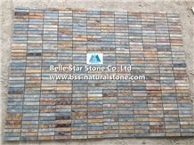 Multicolor Riven Slate Mosaic,Rusty Split Face Slate Wall Mosaic,Copper Rust Slate Floor Mosaic,Multicolour Slate Stone Mosaic,Sunset Slate Mosaic Pattern,Autumn Rose Mosaic Tiles,Natural Stone Mosaic