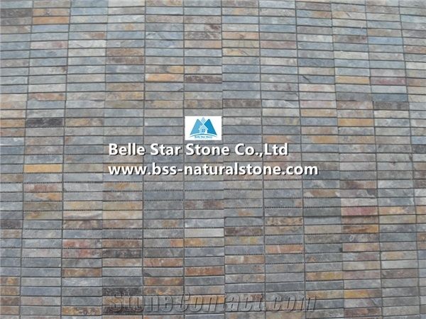Multicolor Riven Slate Mosaic,Rusty Split Face Slate Wall Mosaic,Copper Rust Slate Floor Mosaic,Multicolour Slate Stone Mosaic,Sunset Slate Mosaic Pattern,Autumn Rose Mosaic Tiles,Natural Stone Mosaic